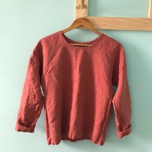 Rusty Red Conscious Clothing Linen Top Handmade in Michigan, size Medium